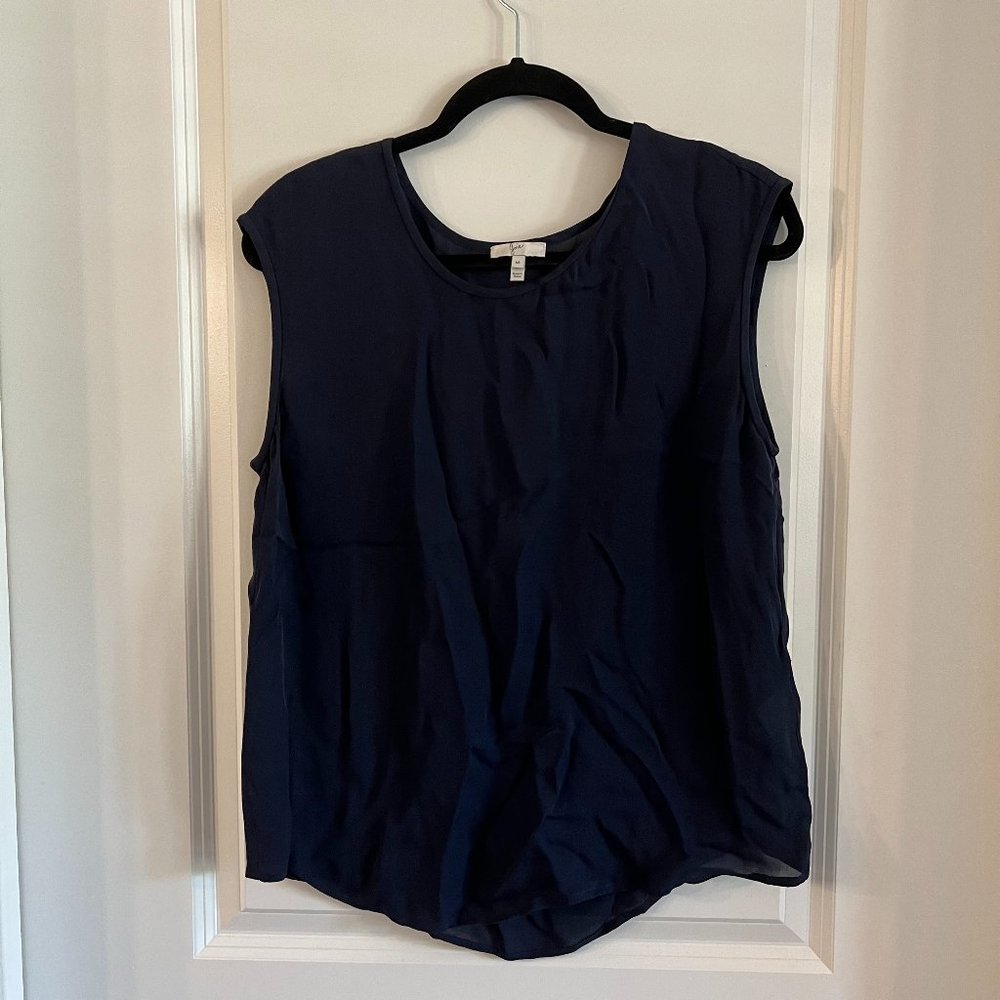 Navy Blue Joie Silk Sleeveless Tank Blouse Size Medium